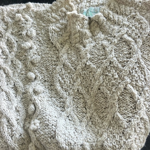 Quills Woolen Market Ireland hand diamond knit oatmeal colored fisherman… - Picture 13 of 13